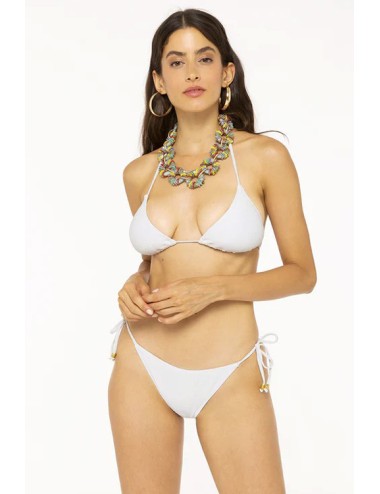 4giveness - bikini triangolo e slip laccetti bling bling bianco fgbw2240 001