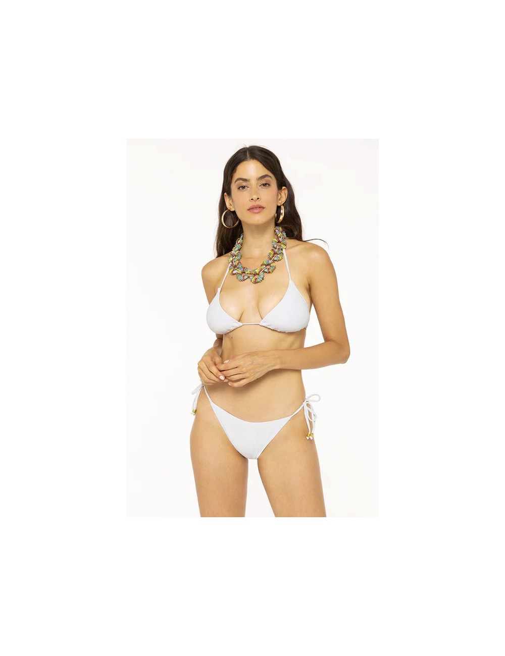 4giveness - bikini triangolo e slip laccetti bling bling bianco fgbw2240 001