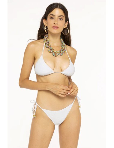 4giveness - bikini triangolo e slip laccetti bling bling bianco fgbw2240 001