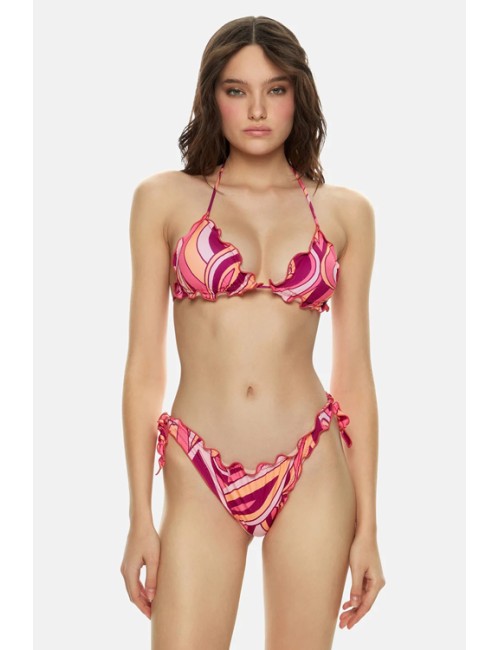 Mefui - bikini triangolo frou frou e slip nodi regolabile wet mf23-1502u