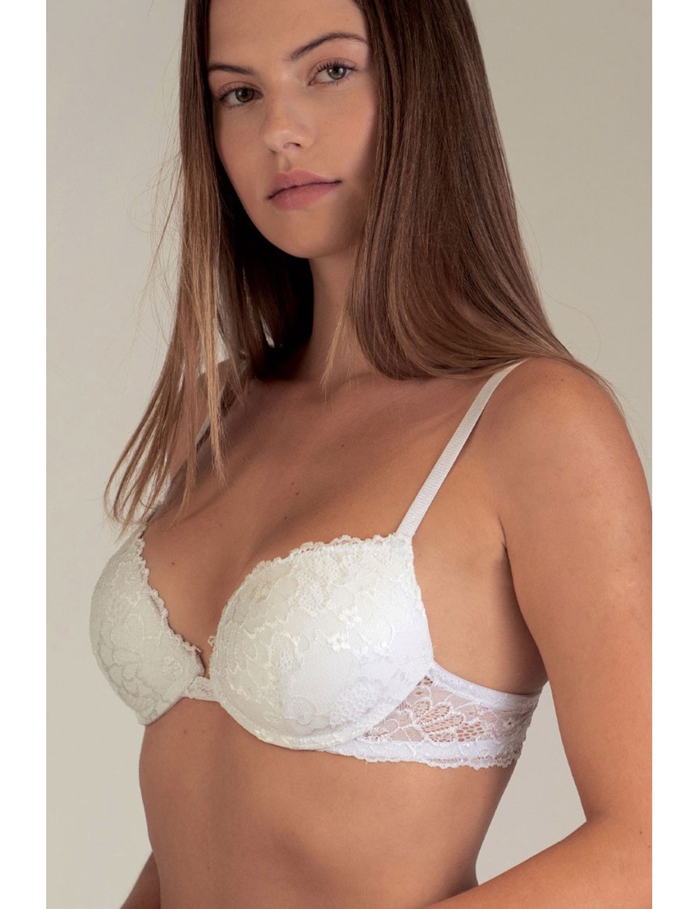 Parisblue - reggiseno push-up in pizzo 117954 faby bianco