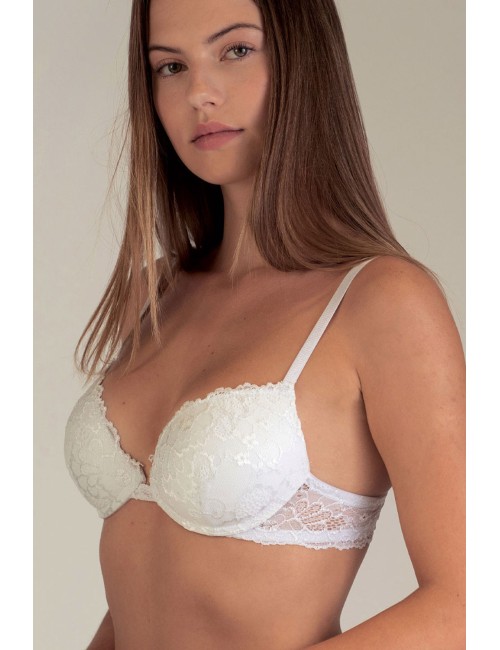 Parisblue - reggiseno push-up in pizzo 117954 faby bianco