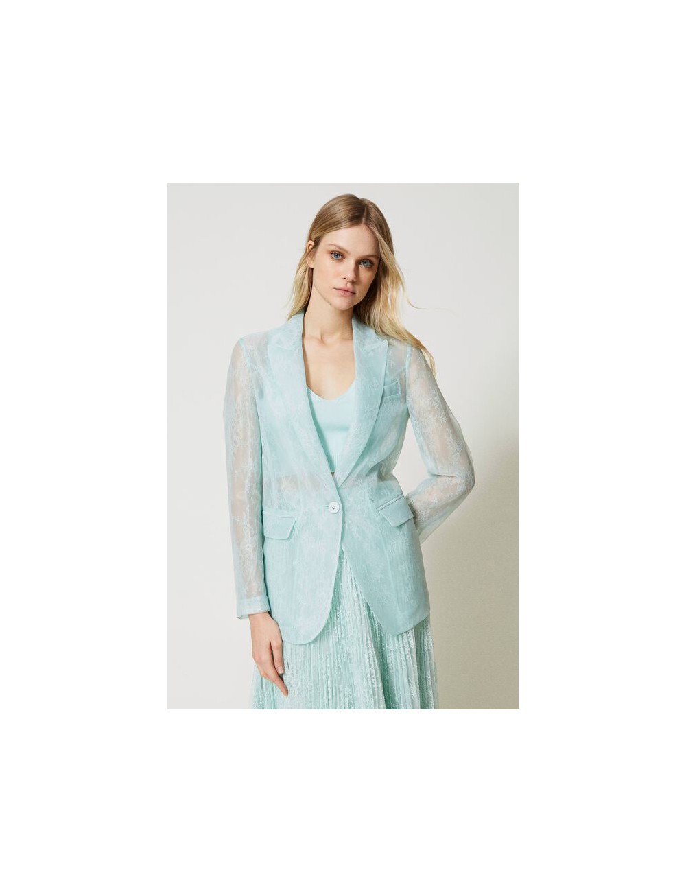 Twinset - giacca blazer in organza e pizzo 231tp2331 00625