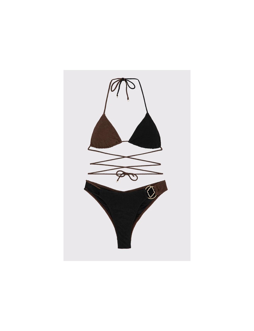 Mefui - bikini triangolo e slip fisso tooled mf24-0200bk nero