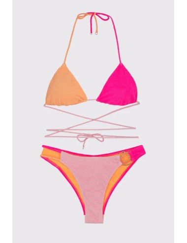 Mefui - bikini triangolo e slip fisso tooled mf24-0200pk rosa