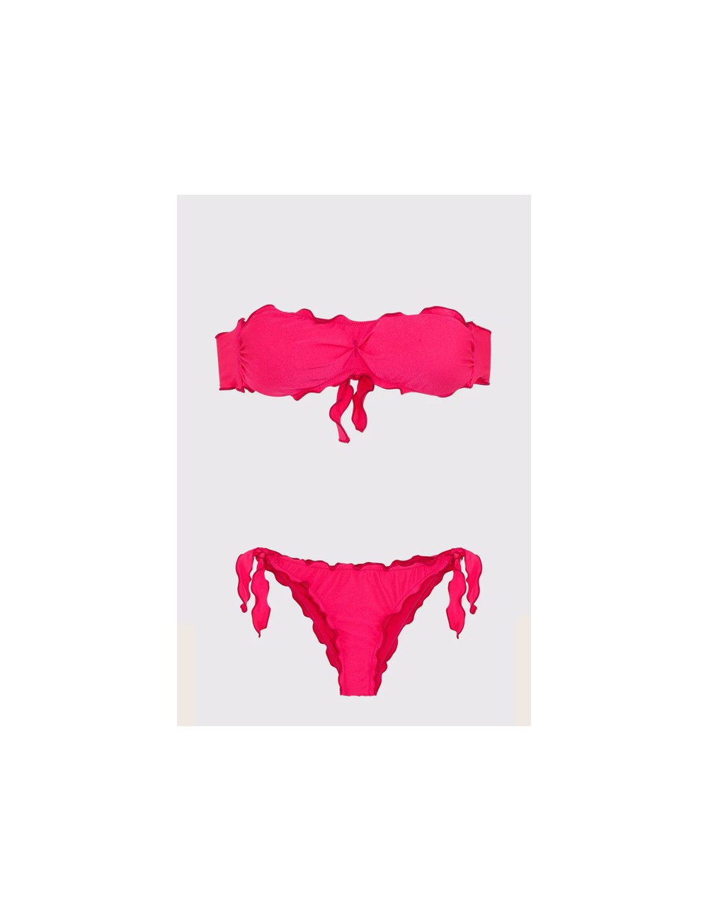 Mefui - bikini fascia e slip brasiliano con nodi frou frou mf24-1901/1904fx fuxia