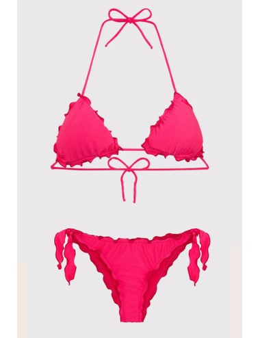 Mefui - bikini triangolo e slip brasiliano con nodi frou frou mf24-1900/1904fx fuxia