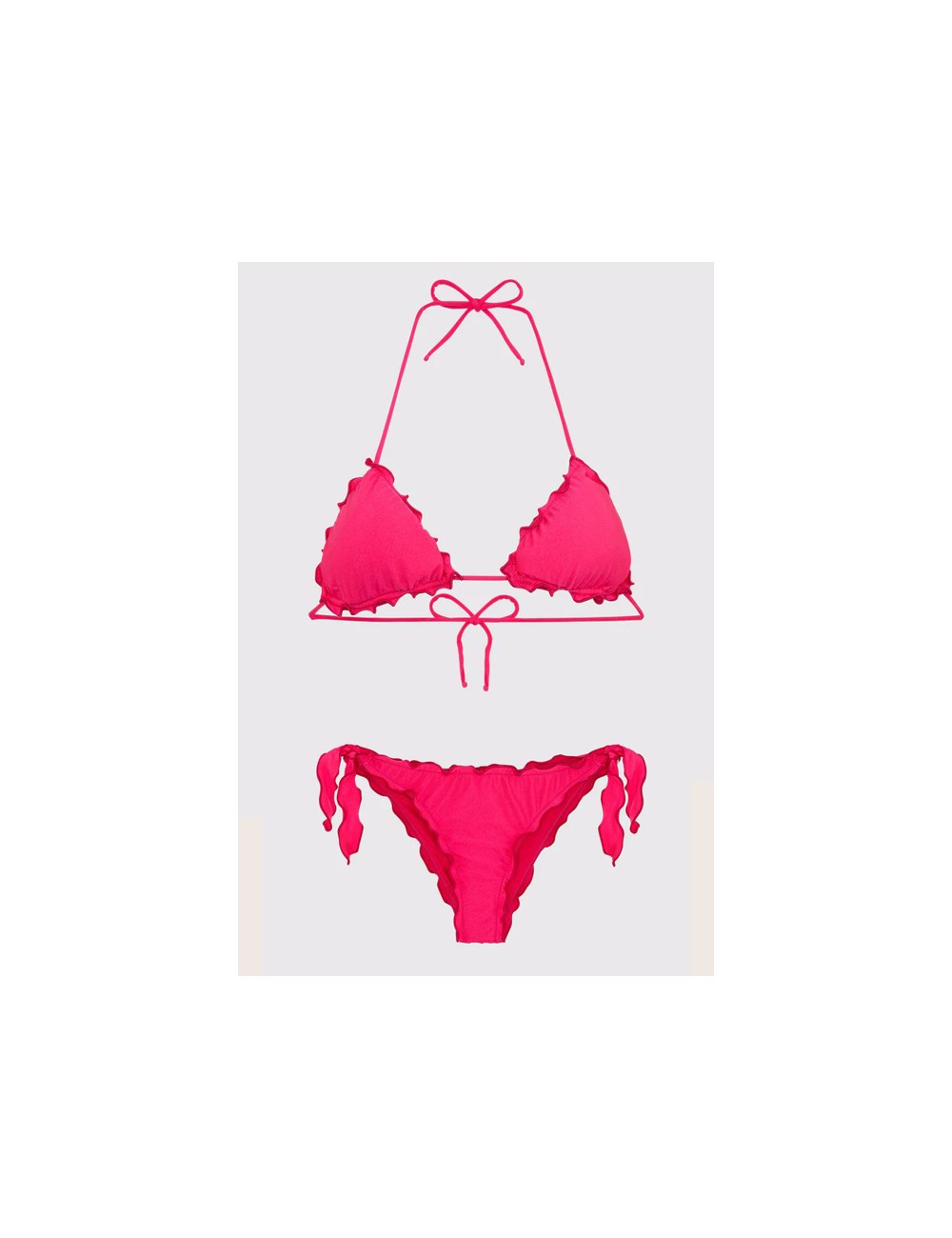 Mefui - bikini triangolo e slip brasiliano con nodi frou frou mf24-1900/1904fx fuxia