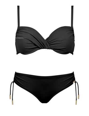 Maryan mehlhorn - bikini con top torto con drappeggio, black-sand-caramel 5520+130 504 006