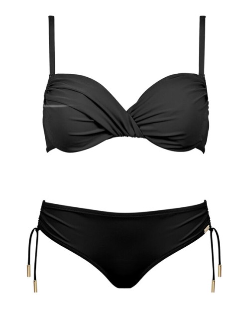 Maryan mehlhorn - bikini con top torto con drappeggio, black-sand-caramel 5520+130 504 006