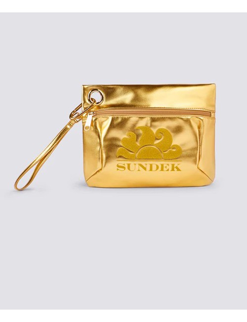 Sundek - pochette laminata con logo aw416abpula 101la gold