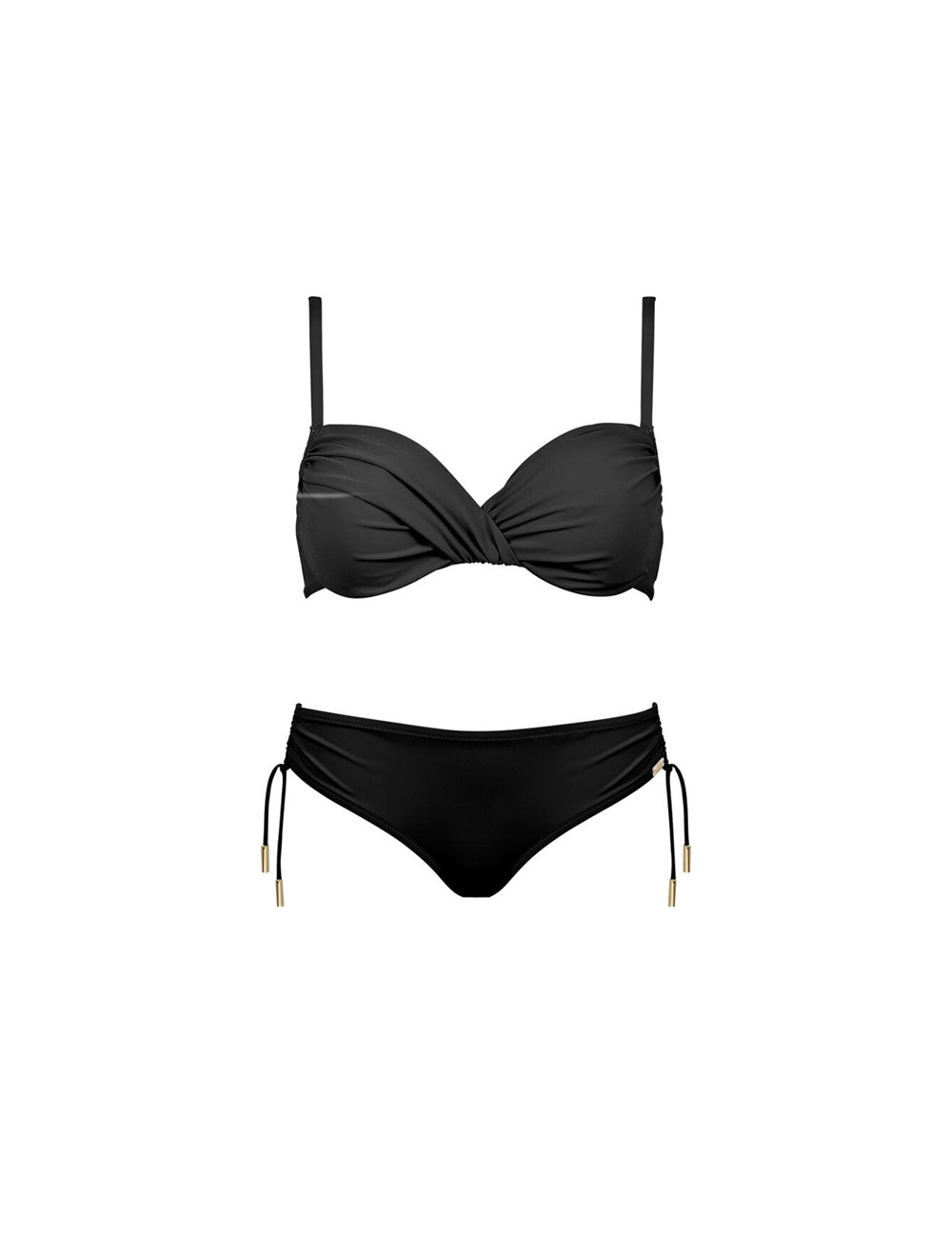 Maryan mehlhorn - bikini con top torto con drappeggio, black-sand-caramel 5520+130 504 006