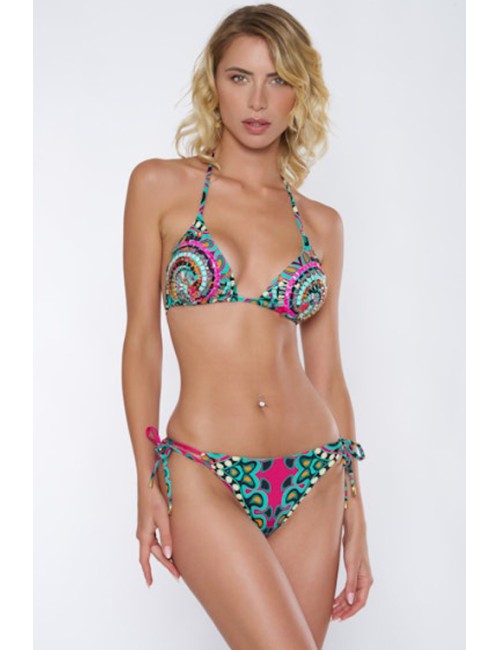 Miss bikini - triangolo con spirale strass/borchie + slip brasile v4001s gloria ink ott fatrpi