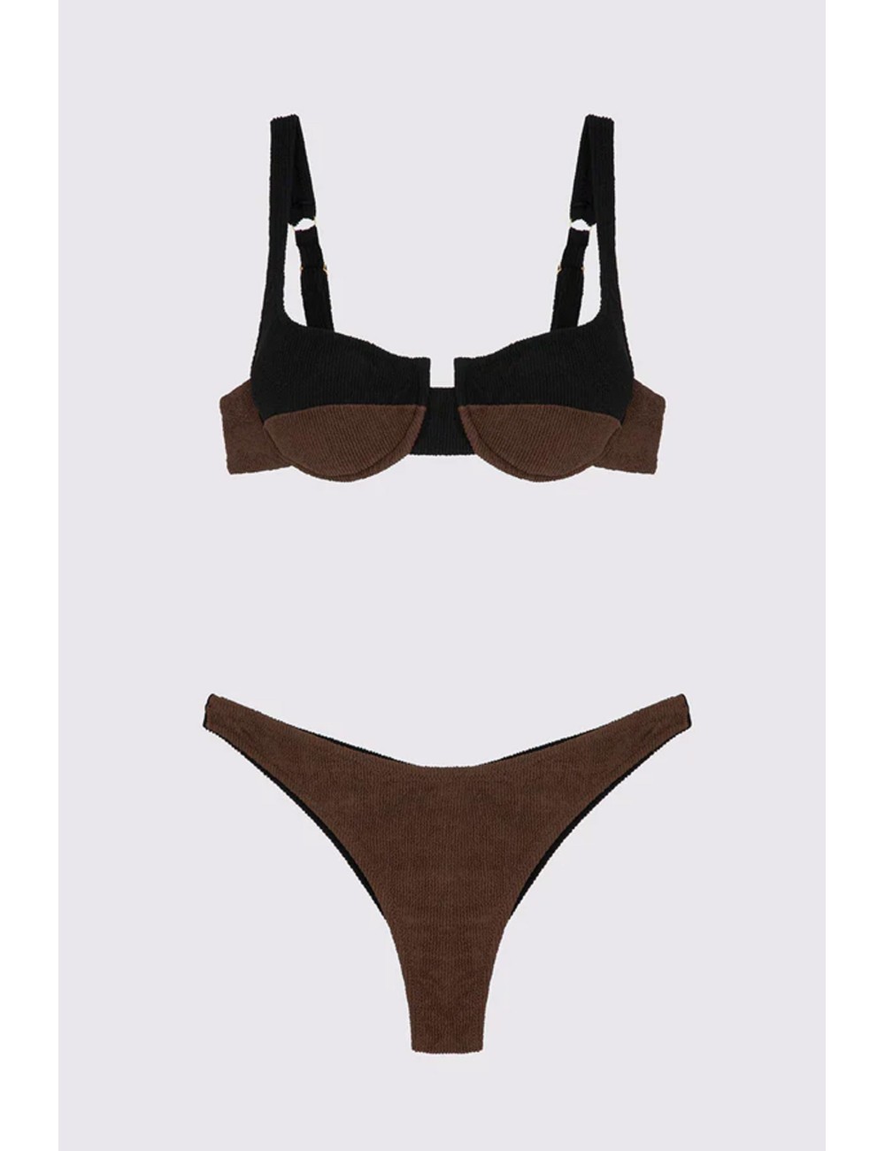 Mefui - bikini con ferretto e slip americano fisso tooled mf24-0211bk nero