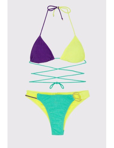 Mefui - bikini triangolo e slip fisso tooled mf24-0200aq verde acqua