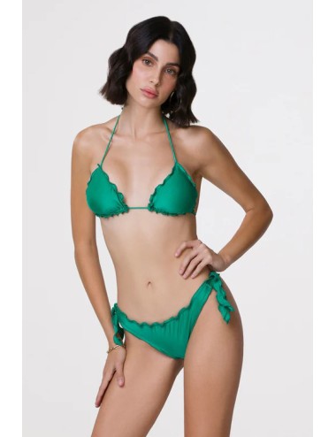 Mefui - bikini triangolo e slip brasiliano con nodi frou frou mf24-1900/1904gn verde