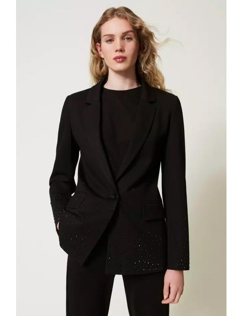 Twinset - giacca blazer con strass dégradé 242li2mbb 00006