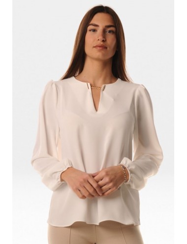 Lokita - blusa catena oro collo 1214 lok203 avorio