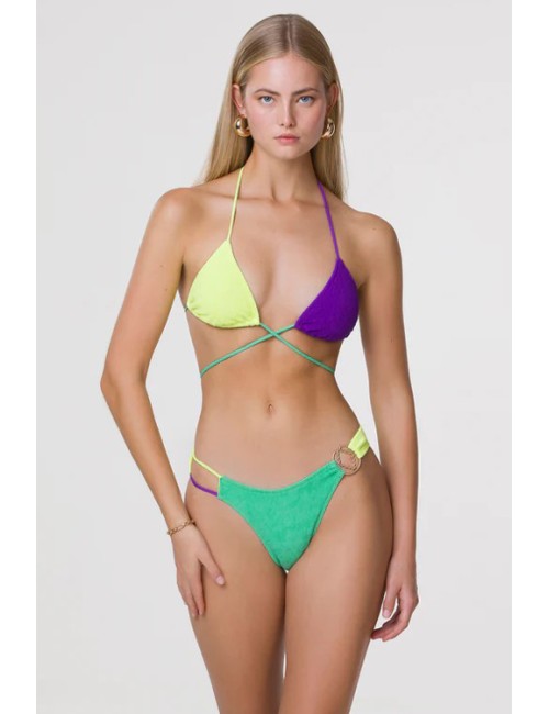 Mefui - bikini triangolo e slip fisso tooled mf24-0200aq verde acqua