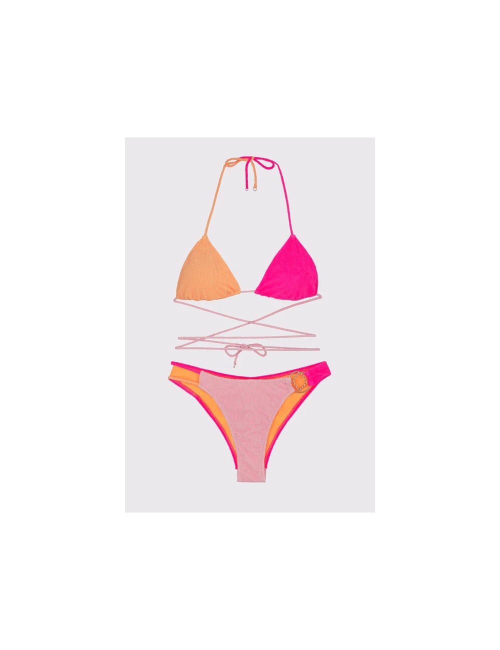 Mefui - bikini triangolo e slip fisso tooled mf24-0200pk rosa