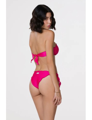 Mefui - bikini fascia e slip brasiliano con nodi frou frou mf24-1901/1904fx fuxia