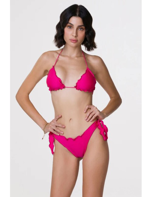 Mefui - bikini triangolo e slip brasiliano con nodi frou frou mf24-1900/1904fx fuxia