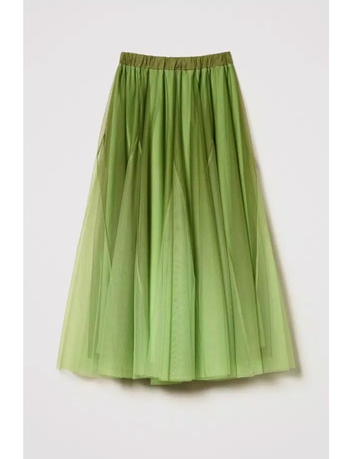 Twinset - gonna in tulle con stampa dégradé soft lime 242li2yaa 11717