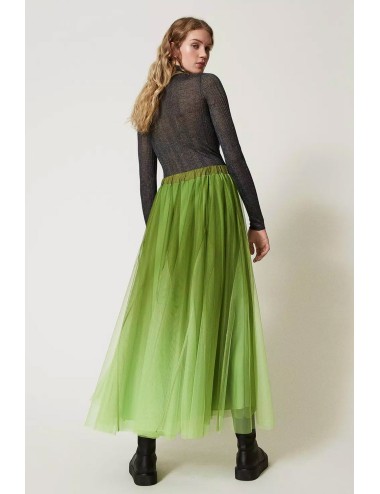 Twinset - gonna in tulle con stampa dégradé soft lime 242li2yaa 11717