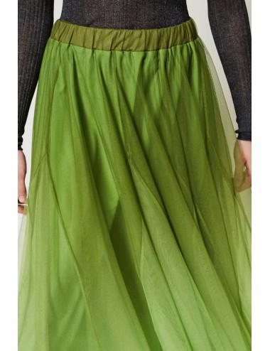 Twinset - gonna in tulle con stampa dégradé soft lime 242li2yaa 11717