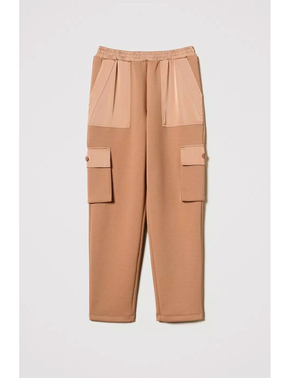 Twinset - pantaloni cargo in tessuto scuba e raso 242li2dnn 11718