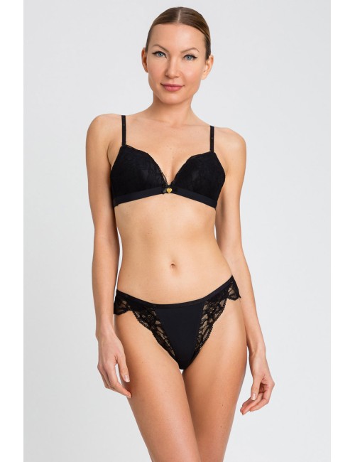 Twinset - slip brasiliana in pizzo nero 242ll6e66 00006