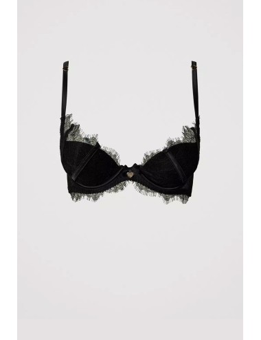 Twinset - reggiseno push-up in pizzo e raso nero 242ll6j44 00006