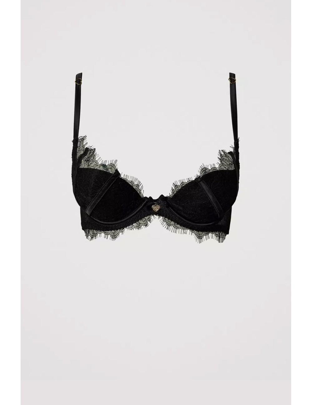 Twinset - reggiseno push-up in pizzo e raso nero 242ll6j44 00006