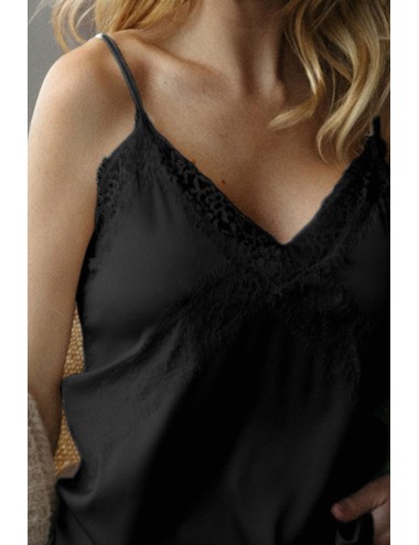 Admas - camisola con spalline in raso e pizzo 43490 nero - 14028