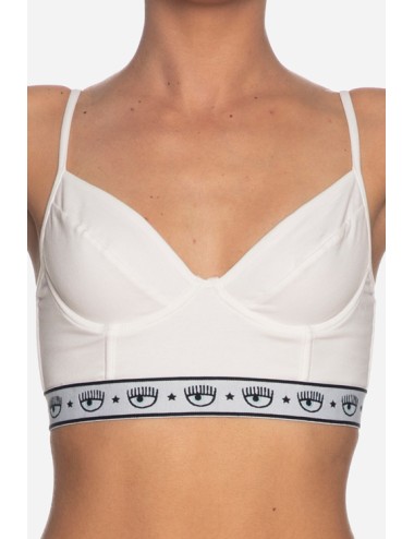 Chiaraferragni - reggiseno a corpetto logomania 4604 3224 0001 bianco - 10946