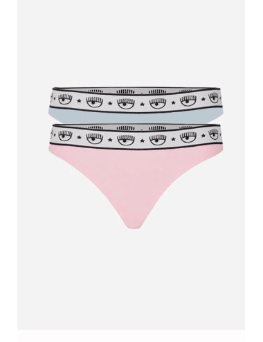 Chiaraferragni - slip bipack logomania 4702 3224 3242 azz/rosa - 9202