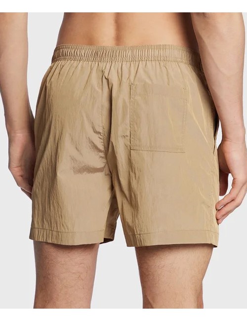 Ck - pantaloncini da bagno con cordoncino medio - ck nylon km0km00819-ab0 tawny sand - 11404