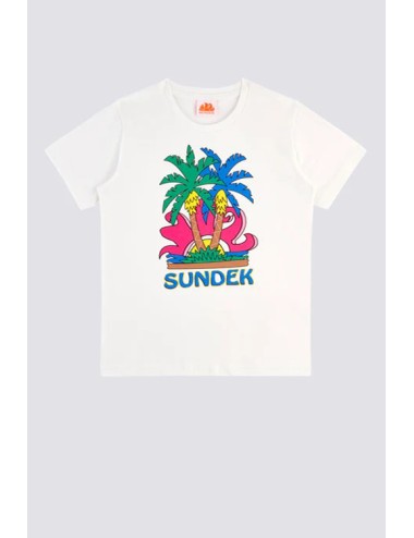 Sundek - t-shirt stampa sundek island m613tejr900 03900 bianca - 13070