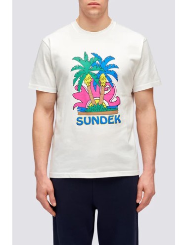 Sundek - t-shirt stampa sundek island m613tejr900 03900 bianca - 13070