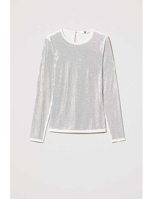 Twinset - t-shirt stretch con strass all over 242li2ekk 00526 - 13765