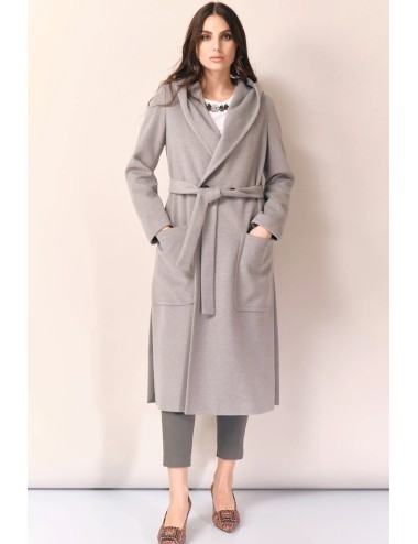 White wise - cappotto midi con cappuccio e tasconi ww19401 crema - 13879