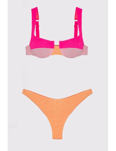 Mefui - bikini con ferretto e slip americano fisso tooled mf24-0211pk rosa - 12920