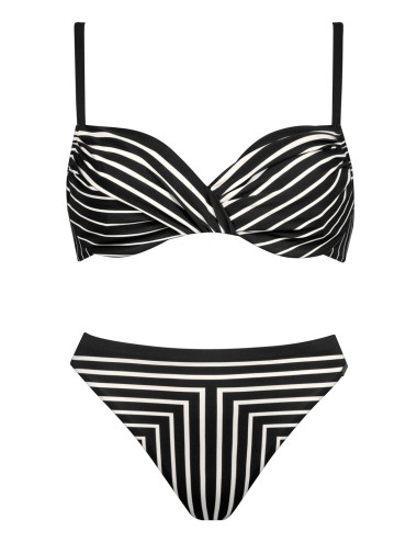 Maryan mehlhorn - bikini con top con ferretto, slip vita alta 5520+827 509 077 black & white - 13453