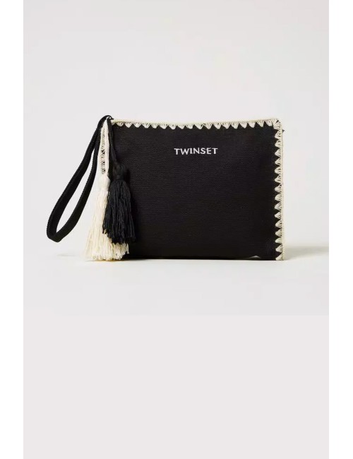 Twinset - pochette in canvas con ricamo 251lb7agg 00006 - 14106