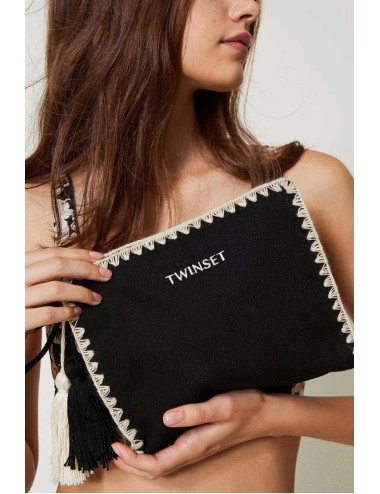 Twinset - pochette in canvas con ricamo 251lb7agg 00006 - 14106