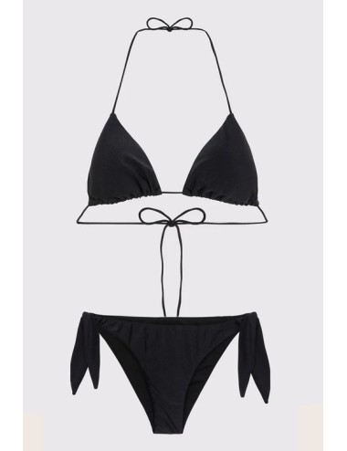 Mefui - bikini triangolo e slip brasiliano con nodi  mf24-1902/1907bk nero - 12932