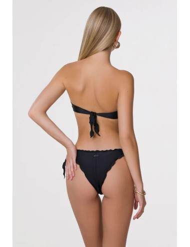 Mefui - bikini fascia e slip brasiliano con nodi frou frou mf24-1901/1904bk - 12935