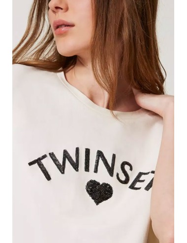 Twinset - t-shirt regular con logo in paillettes 251ll2sdd 00003 - 14129