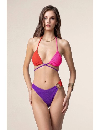 Mefui - bikini triangolo con slip fisso color block mf25-0500rd - 14154