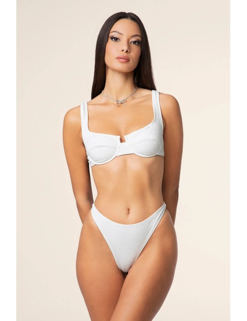 Effek - bikini reggiseno con ferretto e slip americano fisso bianco fk25-1142wh - 14191